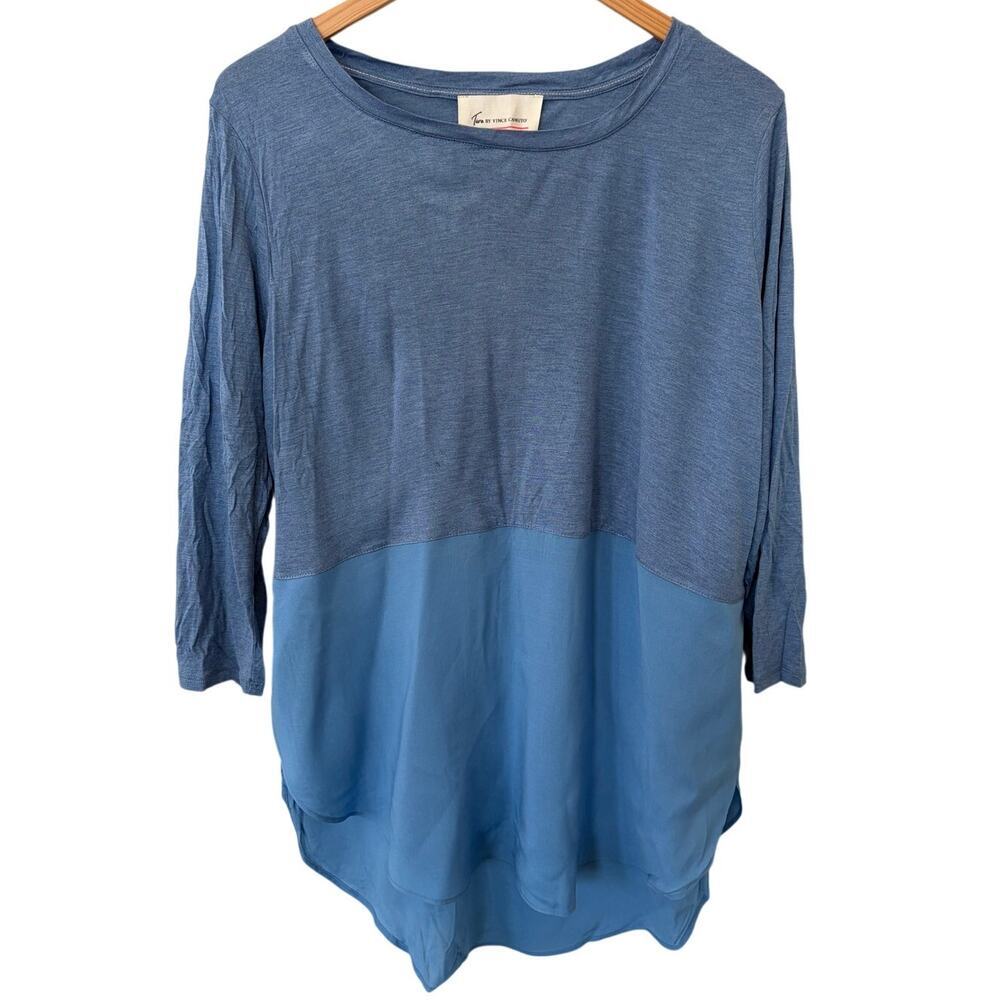 Two by Vince Camuto Color Block Long Sleeve Top Sz L